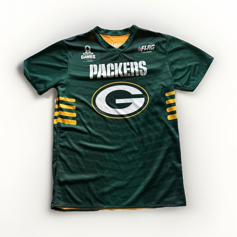 Green Bay Packers NFL Flag Football Jersey Green/Yellow Pro Bowl Games #6 - M